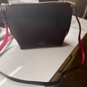 Kate Spade Black Crossbody Bag with Pink Strap